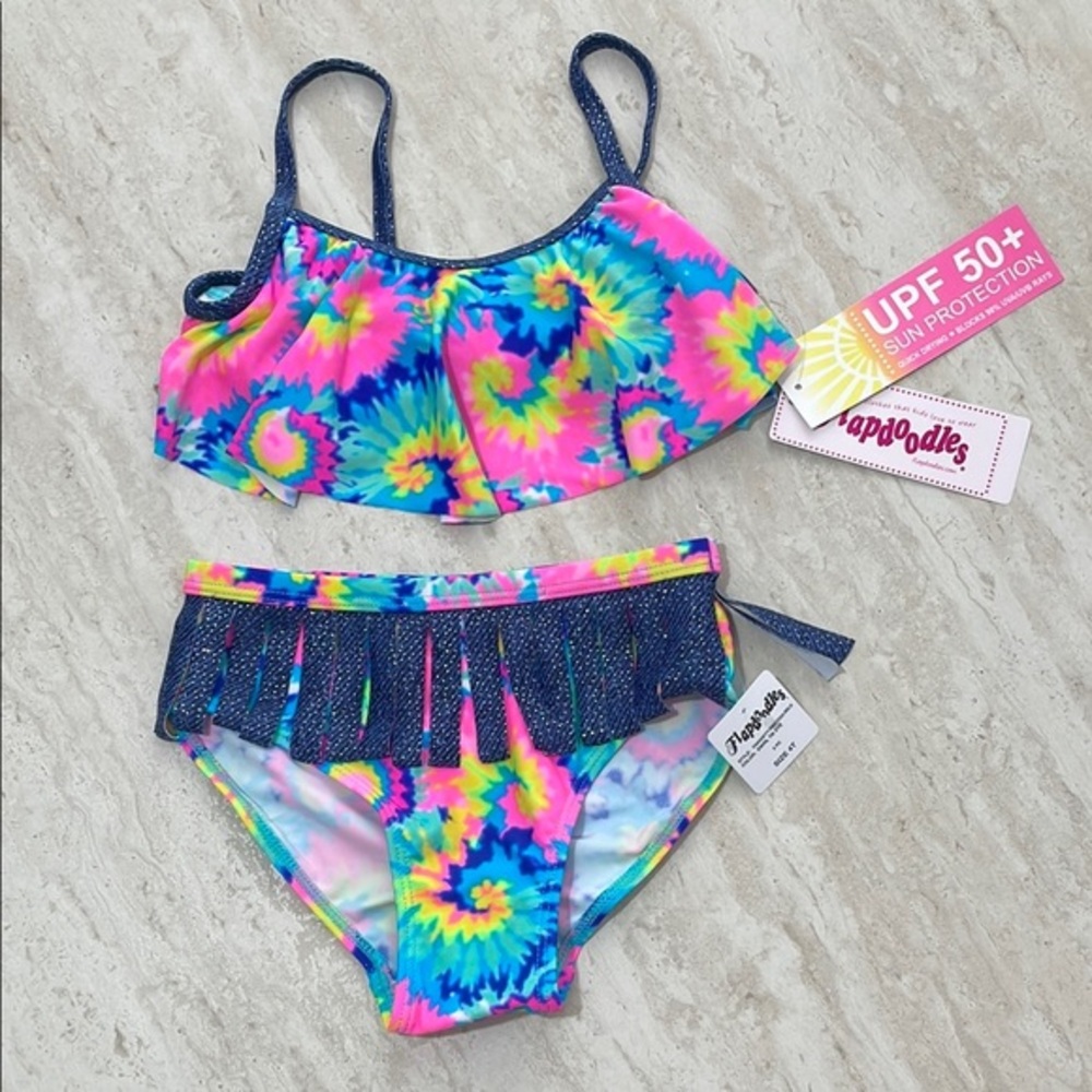 NWT FLAPDOODLES Little Girl Tie-Dye 2-Piece Bikini Swim Set *4T